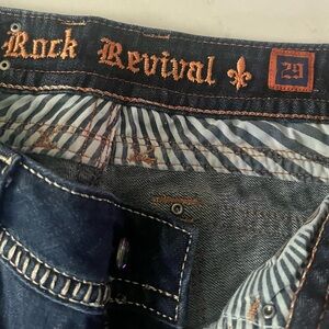 Rock Revival Blue and Orange Denim Jeans
